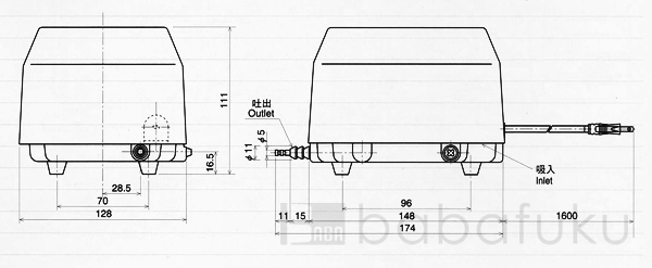 エアーポンプ 安永YP-15A 詳細図